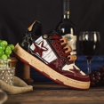 thumbnail image 3 of Unisex Low Top Sneakers | All-Season Lace-Up Design, Red Black Geometric Pattern with Cushioned Rubber Sole , Vintage Style, Ideal for Street Style and Business Settings,, 3 of 8