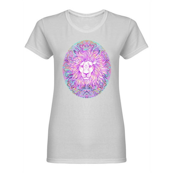 Patterned Ornate Lion Head Shaped T-Shirt Women -Image by Shutterstock, Female Small