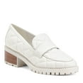 thumbnail image 2 of Marc Fisher Women's Dantea Quilted Stacked Heel Shoes Loafers (Ivory, 8.5), 2 of 8