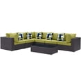 thumbnail image 1 of Modern Contemporary Urban Design Outdoor Patio Balcony Seven PCS Sectional Sofa Set, Green, Rattan, 1 of 4