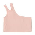 thumbnail image 1 of Besolor Girls Toddler One Shoulder Sleeveless Ribbed Crop Top Kids Solid Color Tank Tops Sports Dance Undershirt, 1 of 3