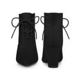 thumbnail image 4 of BLISSFUL STEP Pointed Toe Lace Up Block Heel Ankle Boots for Women Black 7, 4 of 4