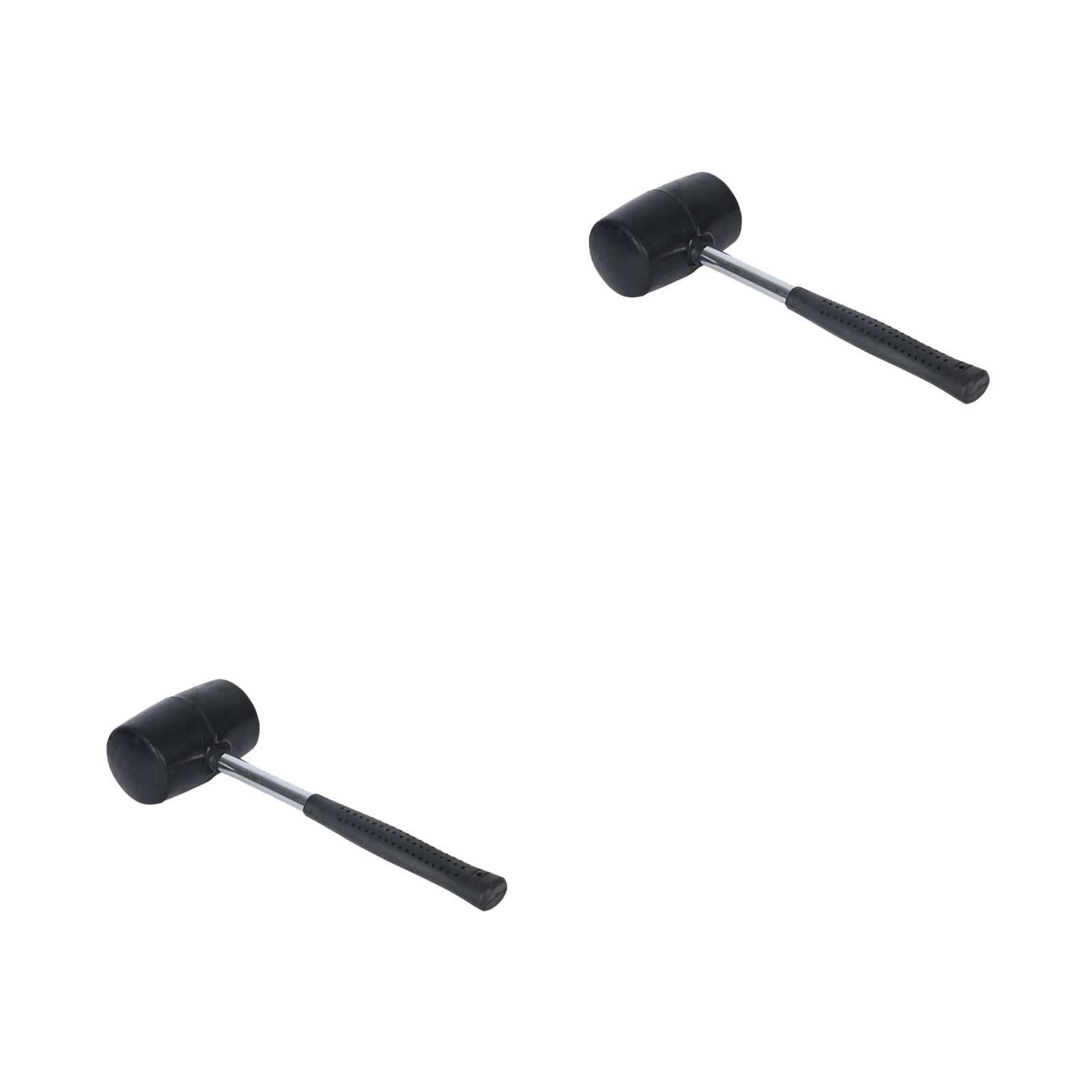 WORGEOUS 2pcs 750g Steel Handle Tile Installation Hammer Practical Rubber Hammer Decoration Tools (Black)