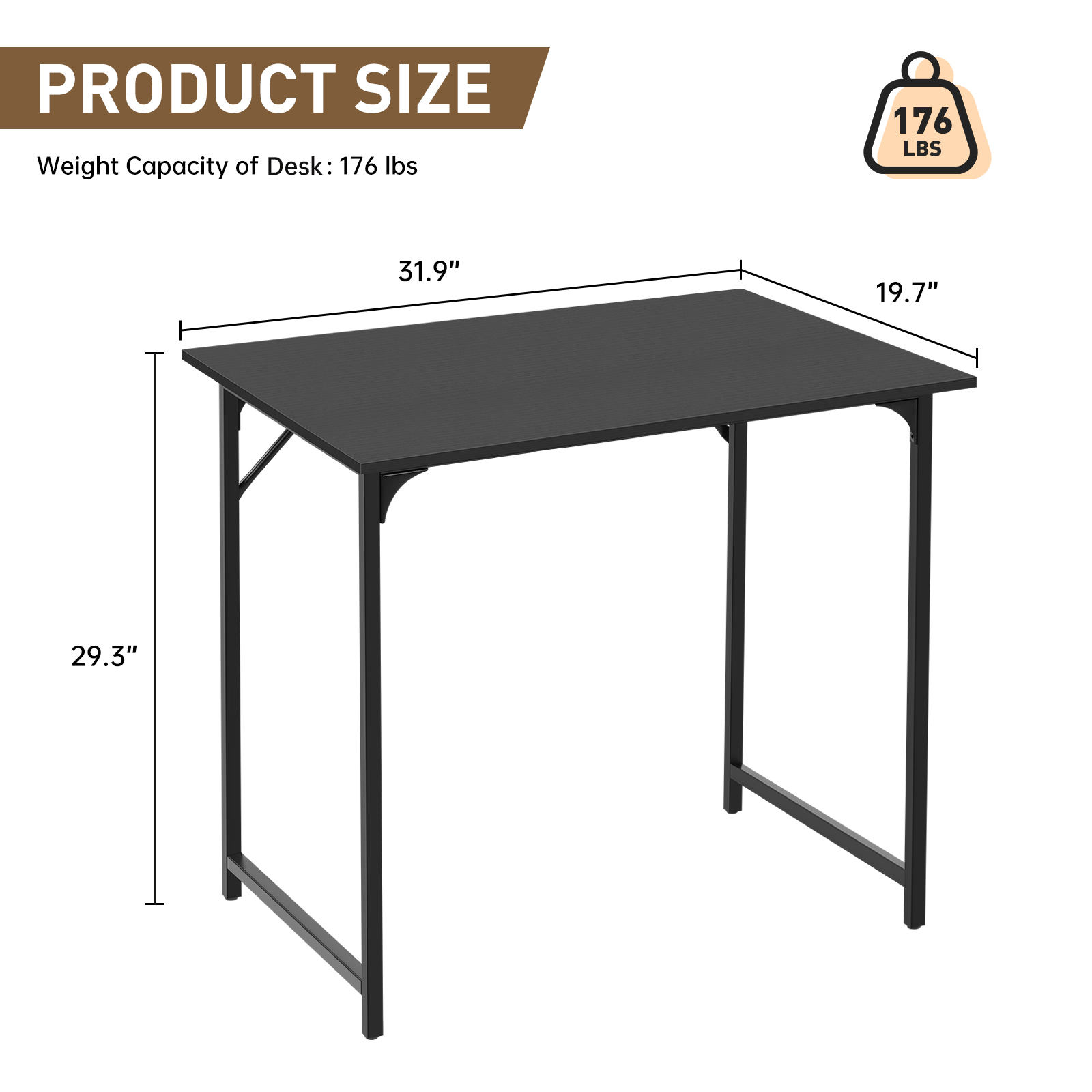 Dkelincs 32 inch Computer Desk and Chair Set Home Office Modern Wood Study Desk & Mesh Ergonomic Height Adjustable Office Chair for Small Spaces, Black & Black