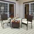 thumbnail image 3 of Costway Ensemble de Meubles de Patio en Rotin 3 Pcs Table d'Appoint en Bois Chaise Empilable, 3 of 10