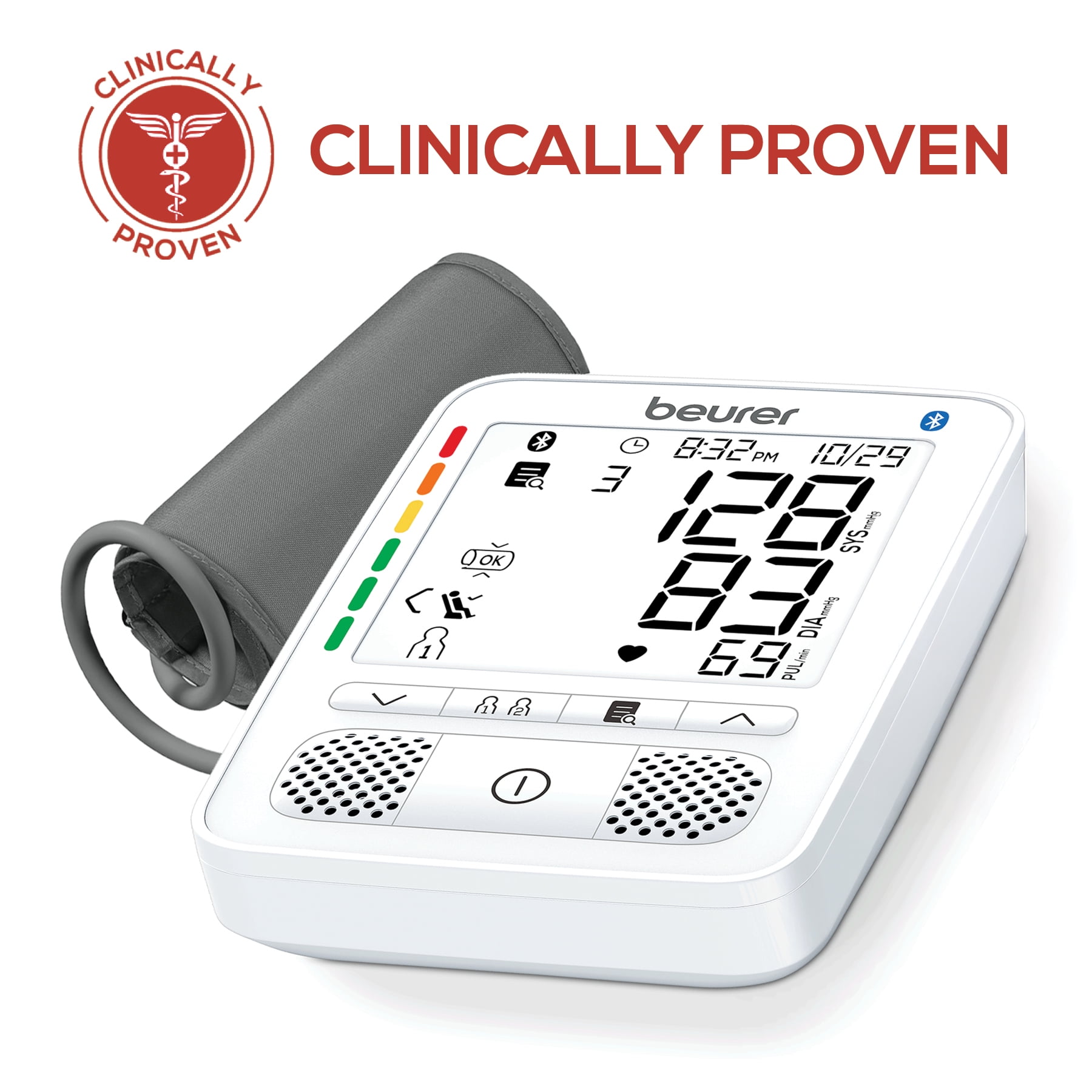 Beurer Premium 800 Blood Pressure Monitor with Bluetooth and Speaker, FSA & HSA Eligible, Talking Function, Stores 240 Readings for 2 Users, Wide-Range Upper Arm Cuff