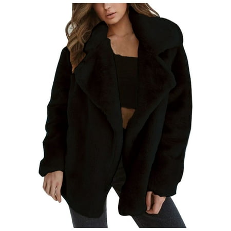 

Pianpianzi Fleece Lined Shirt Jacket Women over Scrub Jacket Fleece Women plus Size Women Autumn And Winter Cardigan Long-sleeved Lapel Double-faced Fleece Casual Solid Color Coat