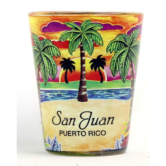 San Juan Puerto Rico Yellow Palms In-and-Out Shot Glass