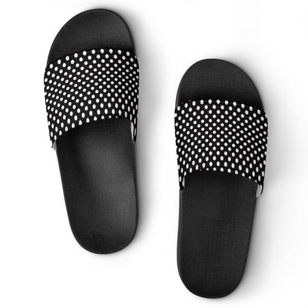 

GZHJMY Stylish Slides for Women Men White Polka Dot Black Background Soft Flexible Slip-on Sandals Slippers