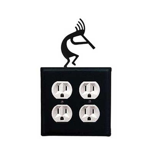 Village Wrought Iron EOO-56 Kokopelli Double Outlet Cover - Black