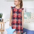 thumbnail image 4 of Fotbe Heart Plaid Vestido de Dormir para Niñas de 3 a 10 Años, Mangas Cortas, Estilo Princesa, Pijama Camisón con Mangas Voladas-Large, 4 of 6