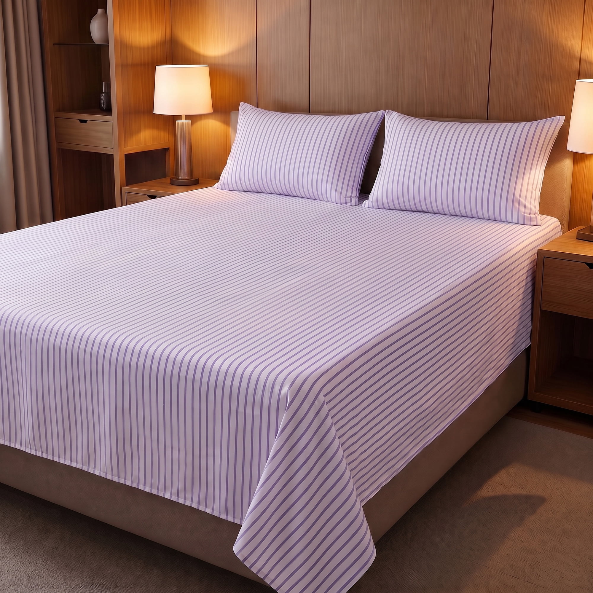 Unique Bargains Ployester Bed Soft Flat Sheet Cozy Bedding for Bedroom Purple 63"x91"