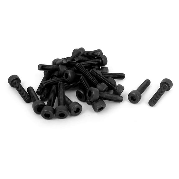Unique Bargains M4 x 18mm 12.9 Alloy Steel Machine Bolt Hex Socket Head Cap Screws Black 30Pcs