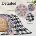 thumbnail image 3 of Spring Floral Throw Pillow Covers, Black White Checkered Farmhouse Butterfly Soft Breathable Pillow Cases with Invisible Zipper for Sleeping, Small Pillowcases for Couch Bed Sofa Chair 16x24 Inches, 3 of 9