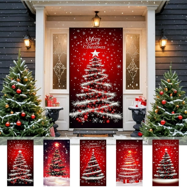 Decoración Navideña para Puerta | Decoración para Fiestas Navideñas | Cortina Colgante para Árbol de Navidad | Tela de Nailon | 200 X 90 Cm | 1 Unidad | Color a