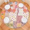 thumbnail image 2 of Pioneer Flower Floral Print Pattern Round Fitted Tablecloth with Elastic Edge,Dining Table Cover Waterproof,Outdoor Round Tablecloth for Camping,Dining,Indoor and Outdoor, 2 of 7