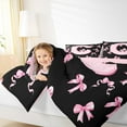 thumbnail image 5 of Feelyou Kawaii Monogrammed C Bedding Comforter Set for Teen, Black Pink Bow-tie Twin Comforter Sets, Cartoon Princess Bow Reversible Bedding Set, Super Cozy Room Decor, 2 Pieces, 5 of 9