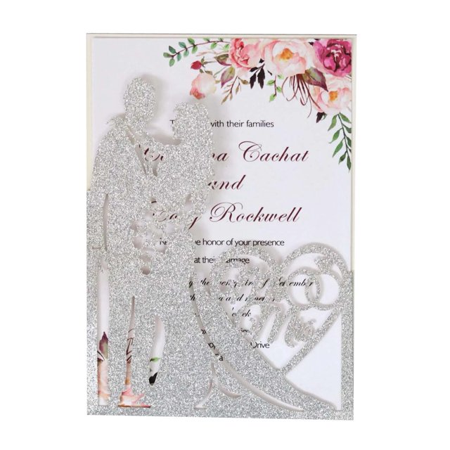 Tarjeta de invitación de boda con purpurina, suministros para fiestas, 10 piezas, corte láser, sobres personalizados para novia y novio