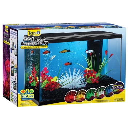 Tetra ColorFusion 5Gal. Glass Bubbling Aquarium Starter Kit with LED