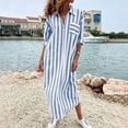 thumbnail image 4 of IUYRTFE Women's Striped Button Down Shirt Dress Long Sleeve Collared Maxi Dress with Pockets Loose Fit Casual Long Gown, 4 of 7