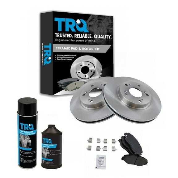TRQ Front Ceramic Brake Pad & Rotor Kit w/Chemicals for 02-04 Honda CR-V CRV BKA17439