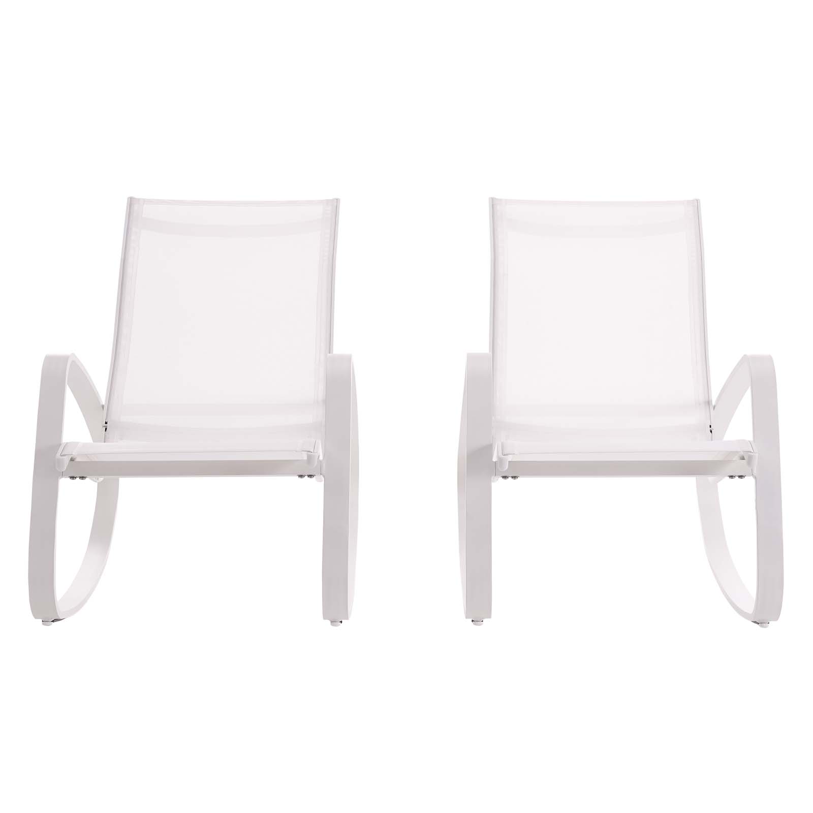 Modern Contemporary Urban Design Outdoor Patio Balcony Garden Furniture Lounge Chair Set, Set of Two, Aluminum Metal Steel, White - image 4 of 6