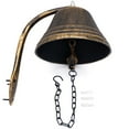 thumbnail image 6 of HTTMT- Upstreet Outdoor Dinner Bell Made For Ranch House Family Front Door Interior Exterior Décor | Wall Hanging Mount Heavy Cast Solid Iron Decoration Gold Large (H: 5" x W: 7") [P/N: ET-BELL002-L], 6 of 7