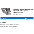 thumbnail image 2 of Pump - Compatible with 1988 - 1992 Mazda MX-6 2.2L 4-Cylinder 1989 1990 1991, 2 of 2
