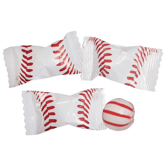 Naturejam Baseball Themed Peppermints 100 Count Wrapped - Mint Candy