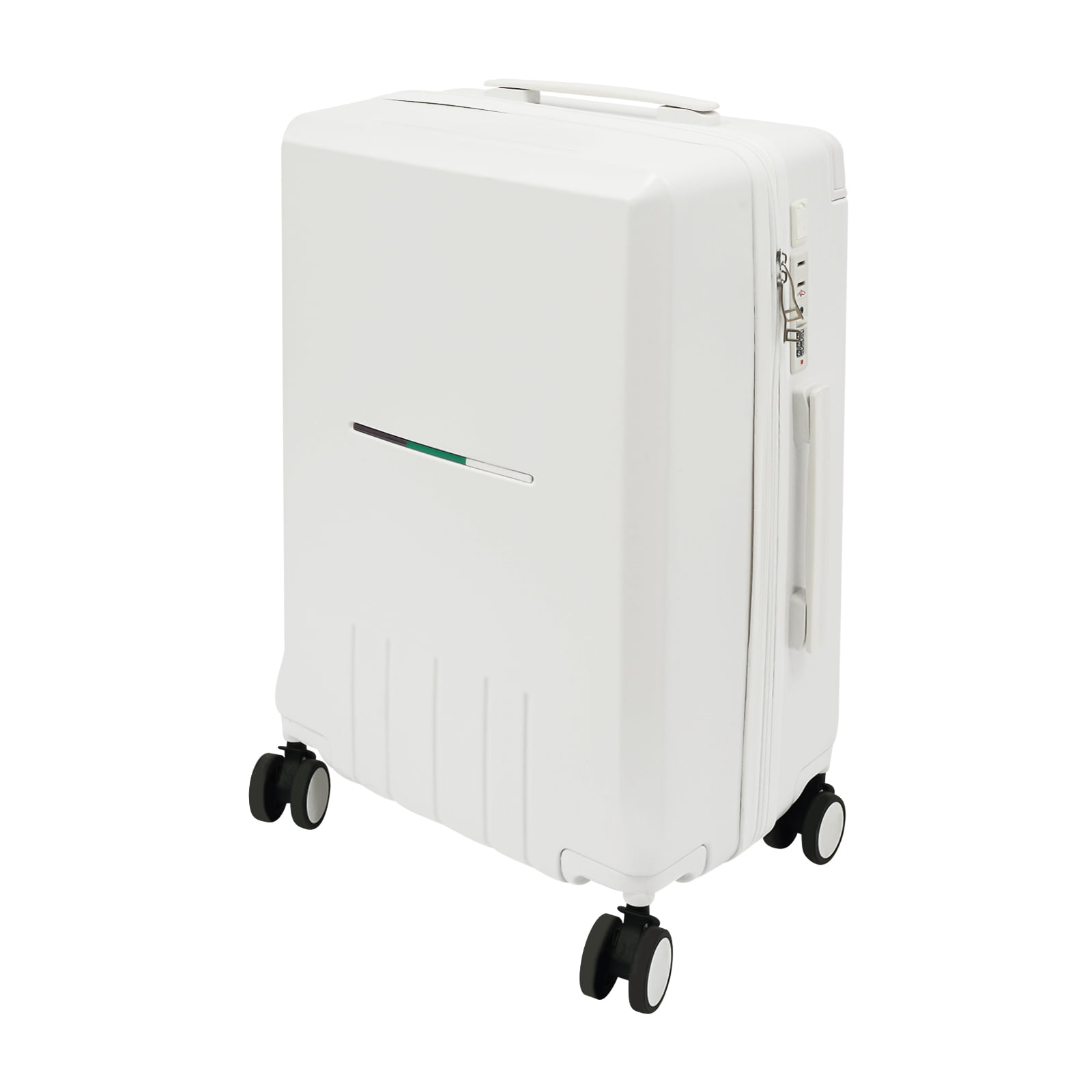 White Wide Handle 24 inch Luggage with Spinner Wheels,Aluminum Frame All-PC Hard Shell Medium Suitcase,Trunk Wide Handle Luggage for Travel,TSA Lock Airline Approved Luggage Checked-Medium
