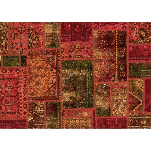 Ahgly Company Indoor Rectangle Oriental Orange Modern Area Rugs, 4' x 6'
