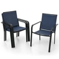 thumbnail image 3 of 5-Peices Outdoor Patio Dining Set Stacking Chairs and Square Table Furniture Set for 4 Person, 3 of 7