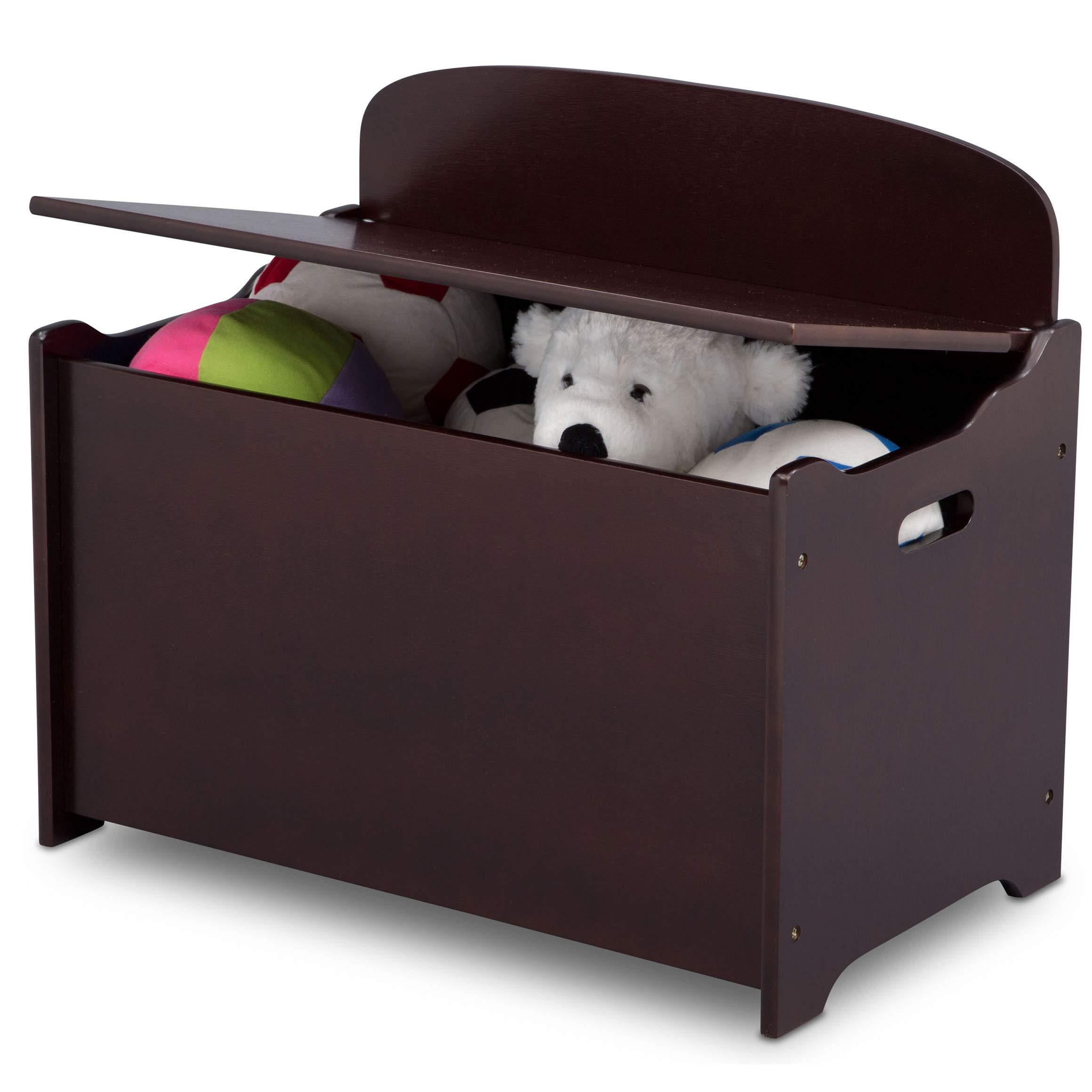 Delta Children Wooden Toy Box Chest Kids Bedroom Nursery Storage Bench, Brown