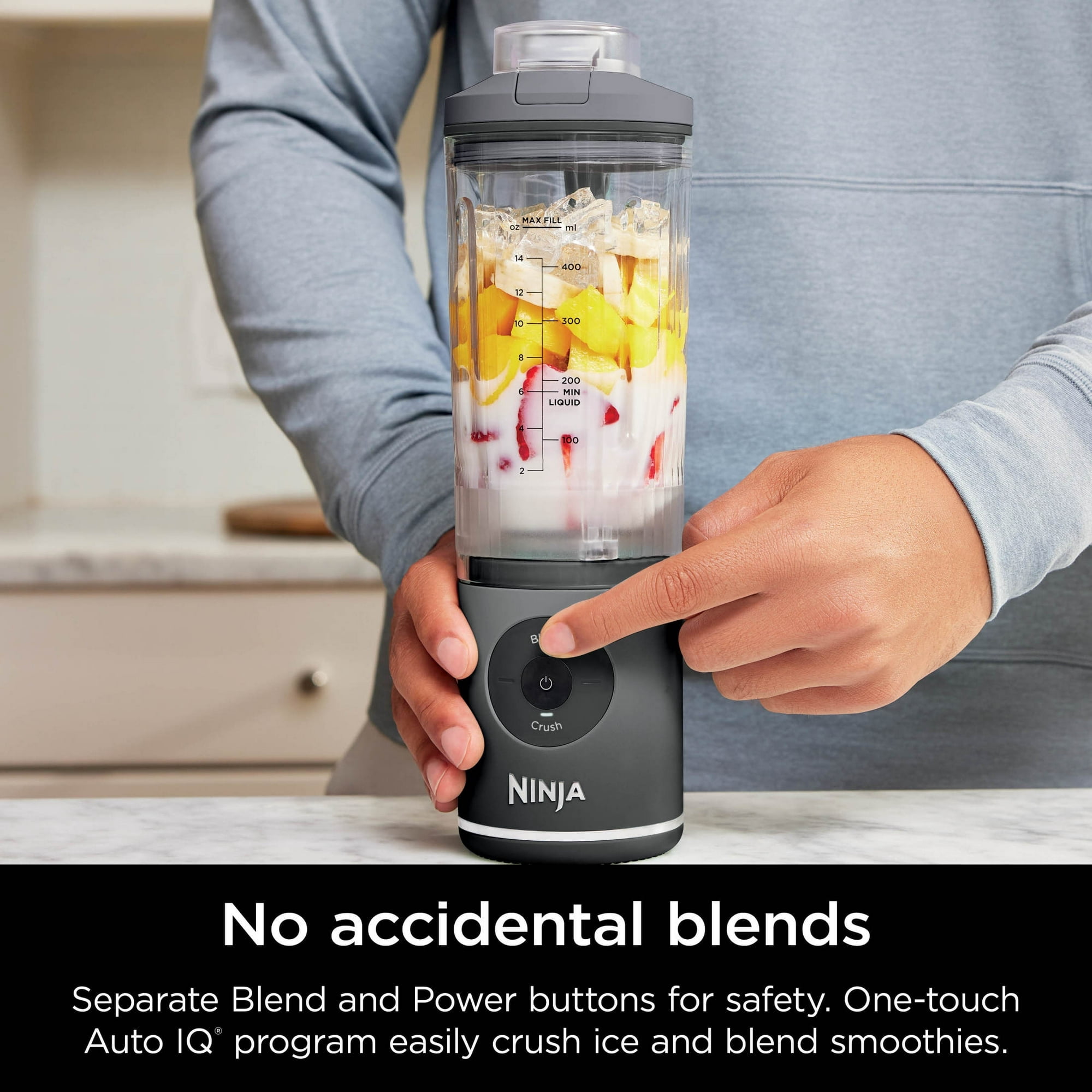 Restored Ninja BC200GY Blast Max Personal Cordless Blender, 3 Programs, 20 oz. Twist & Go Vessel, Gray (Refurbished)