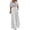 Gray, variant on Women's Floral Print Regular Fit Two-Piece Set, V-Neck Short Sleeve Crop Top with Matching High Waist Wide Leg Pants, Casual Outfit for Party and Everyday Wear