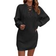 thumbnail image 1 of Gibobby Suéter de Mujer Mujeres Otoño Manga larga Cuello Rojoondo Color sólido Cable Knit Chunky Casual Oversized Pullover Sweater Tops (Negro, M), 1 of 4