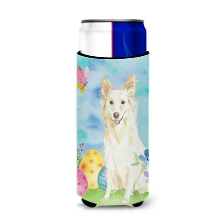 

Carolines Treasures CK1893MUK Easter Eggs White Collie Michelob Ultra Hugger for slim cans Slim Can multicolor