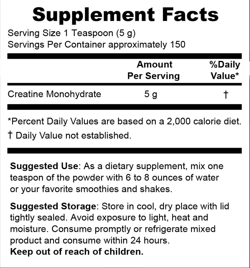 Superior Source Creatine Monohydrate, 750G, 5000mg Per Serv (5g) - 150 Servings, 26.5 oz, Muscle Growth, Enhanced Strength, Supports Post-Workout Recovery, Ideal for High-Intensity Training, Non-GMO