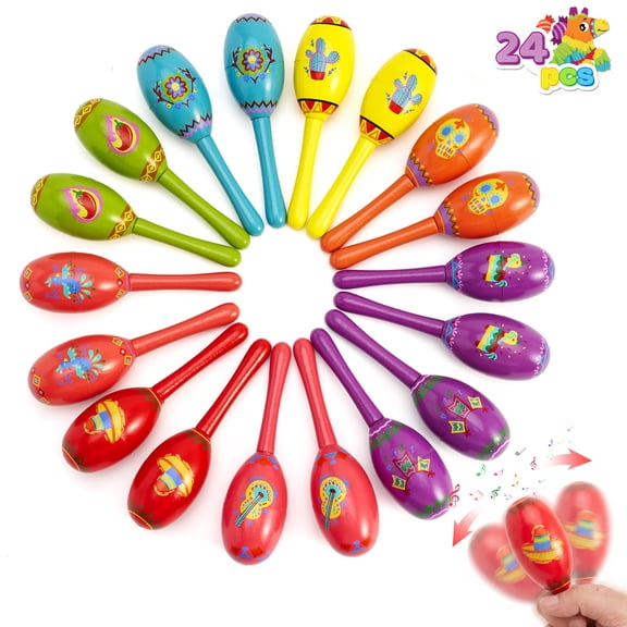 Joyfy 24 Pcs Cinco De Mayo Mini Wooden Maracas Musical Party Favors for Birthday Party Favors, Mexican Fiesta Decorations, Luau Photo Props, Carnivals Event, Taco Tuesday