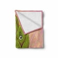 thumbnail image 2 of Artichoke Soft Flannel Fleece Throw Blanket, Artichoke Character with Little Hands and Feet Healthy Eating Mascot, Cozy Plush for Indoor and Outdoor Use, 50" x 60", Green and Rose, by Ambesonne, 2 of 6