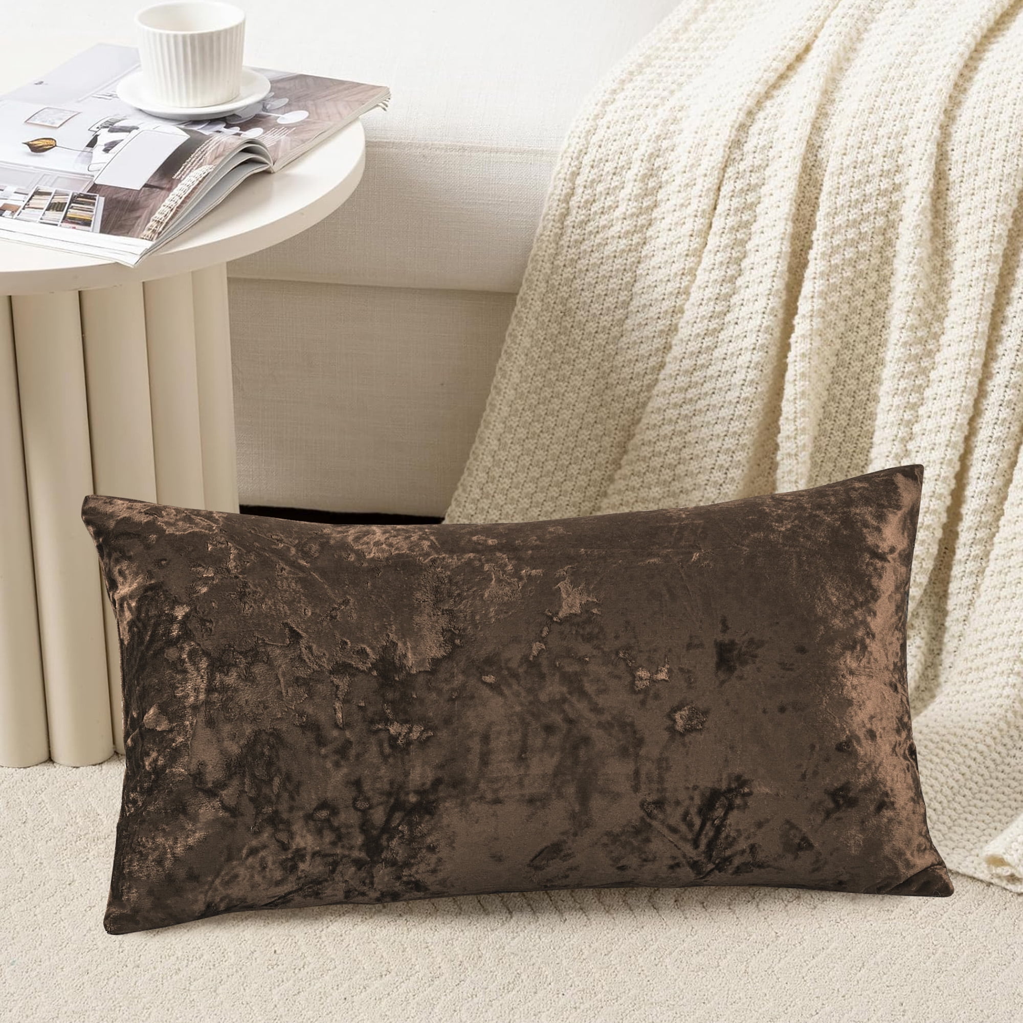 Home Soft Things Crushed Velvet 2 Piece Throw Pillow Cover Set - Carafe - 14" x 26"
