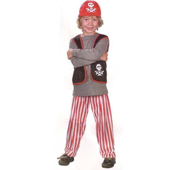 Gray and Red Pirate Boy Child Halloween Costume - Medium