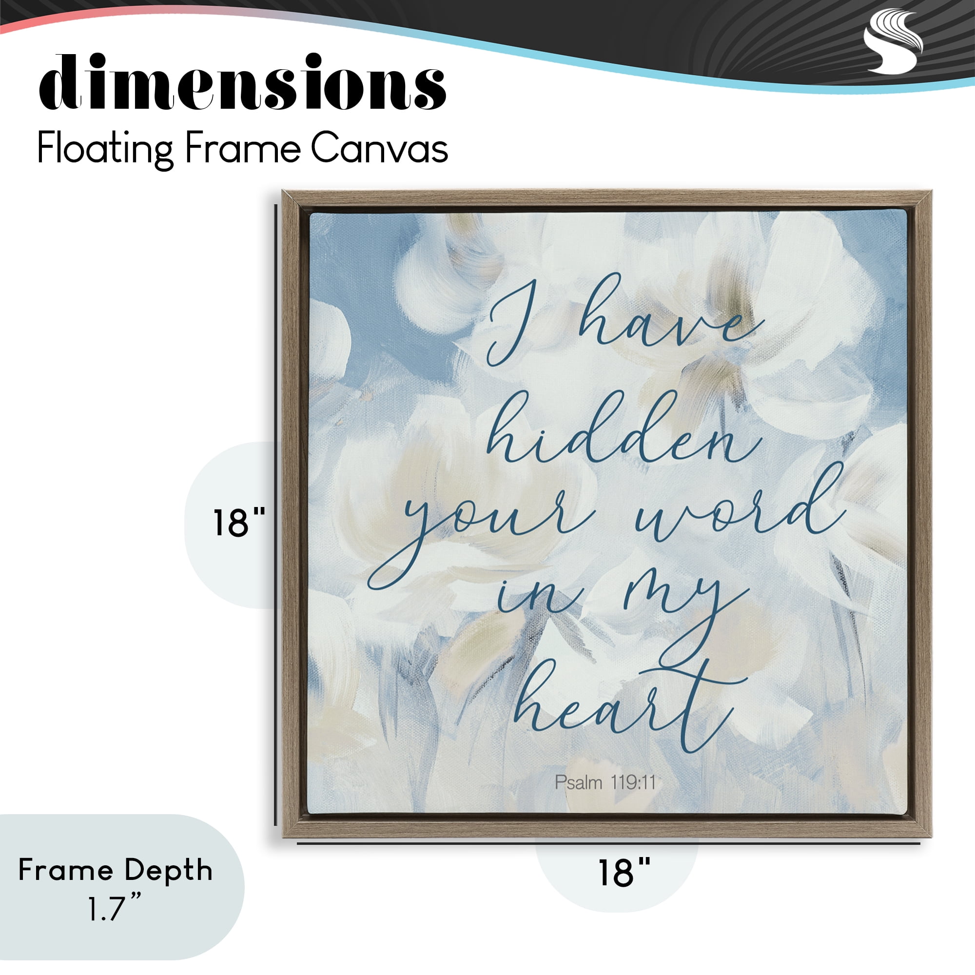 Stupell Industries Hidden Your Word In My Heart Brown Framed Floater Canvas Wall Art, design by Lanie Loreth
