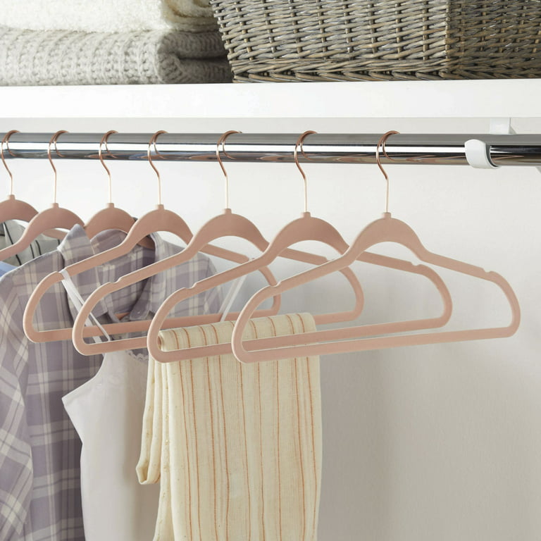 Better Homes & Gardens Non-Slip Velvet Clothing Hangers, 100 Pack, Pink,  Space Saving