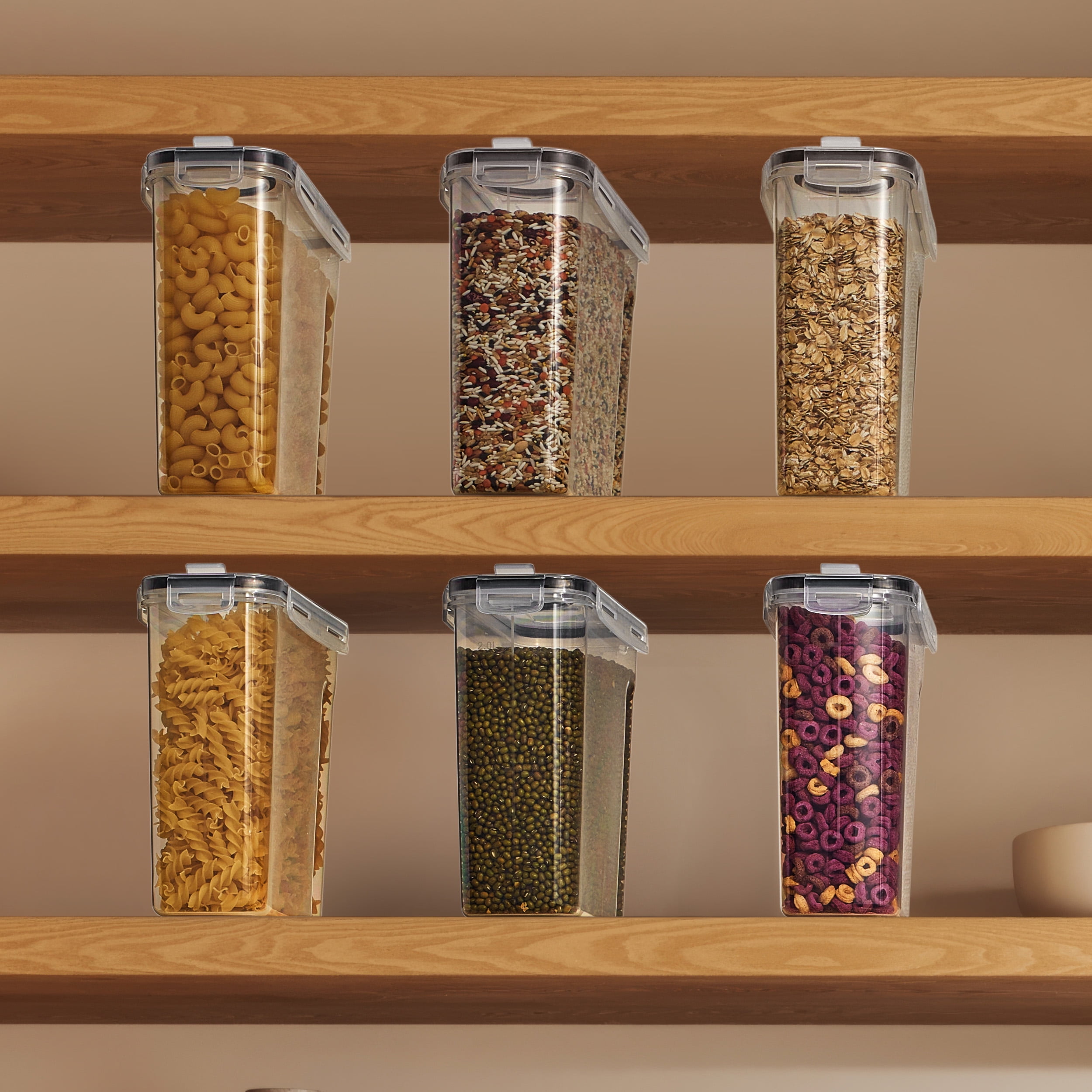 Sorbus 6 Pack Airtight Food Storage Dispenser Set for Beans, Pasta, Cereals, and More, (2L/8.4 Cups)