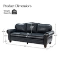 thumbnail image 2 of Tina's Home Genuine Leather Sofa with Rolled Arms and Nailhead Trims for Living Room, NAVY, 2 of 7