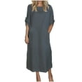 thumbnail image 2 of Prix Spécial, Robe Longue Décontractée d'Été pour Femmes, Robe à Manches Courtes et Col en V, Robe Longue pour Style Décontracté d'Été, Collection d'Été, Sopatenor, 2 of 7