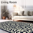 thumbnail image 2 of ODIKA 5'x7' Machine Washable Non-Slip Area Rug, Timeless Mosaic with Stylized Baroque Leaf Ornaments High Traffic Rug, Black, 600030, 2 of 7