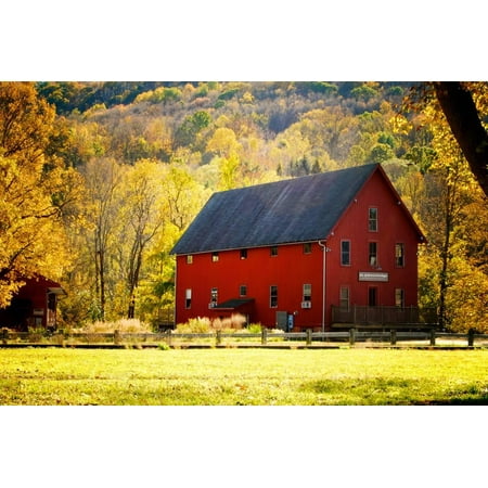 Red Barn and Autumn Foliage, Kent, Connecticut. Print Wall Art By Sabine Jacobs