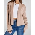 thumbnail image 4 of Womens Cropped Cardigan Open Front Shawl 2025 Fall Trendy Long Sleeve Sweater Jacket Deep Khaki M, 4 of 8
